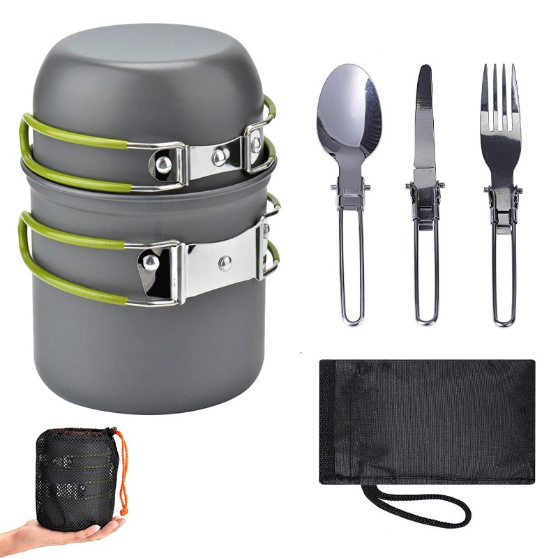 Camping Cooking Set Lightweight - Conjunto de panelas portáteis para acampamento,