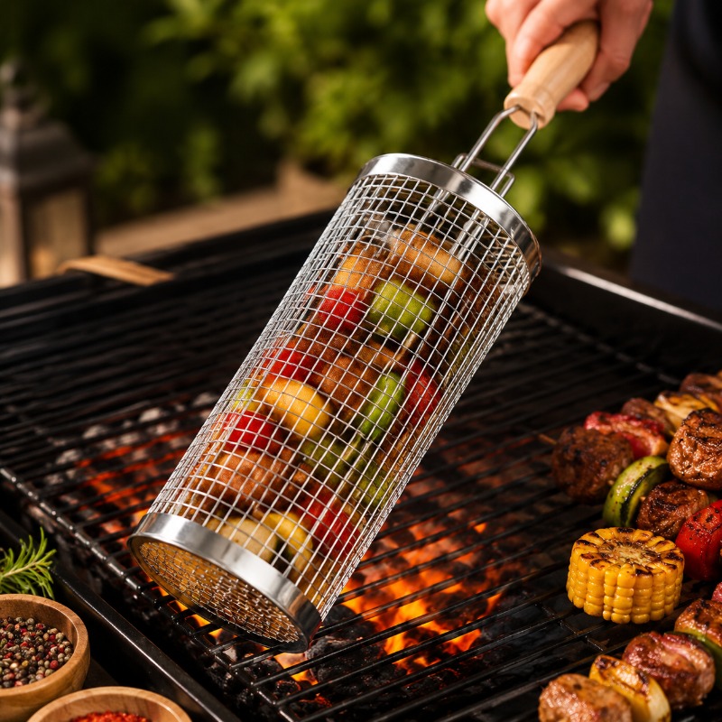 Camping Cooking Griddle - Conjunto de Cestas Redondas para Churrasco
