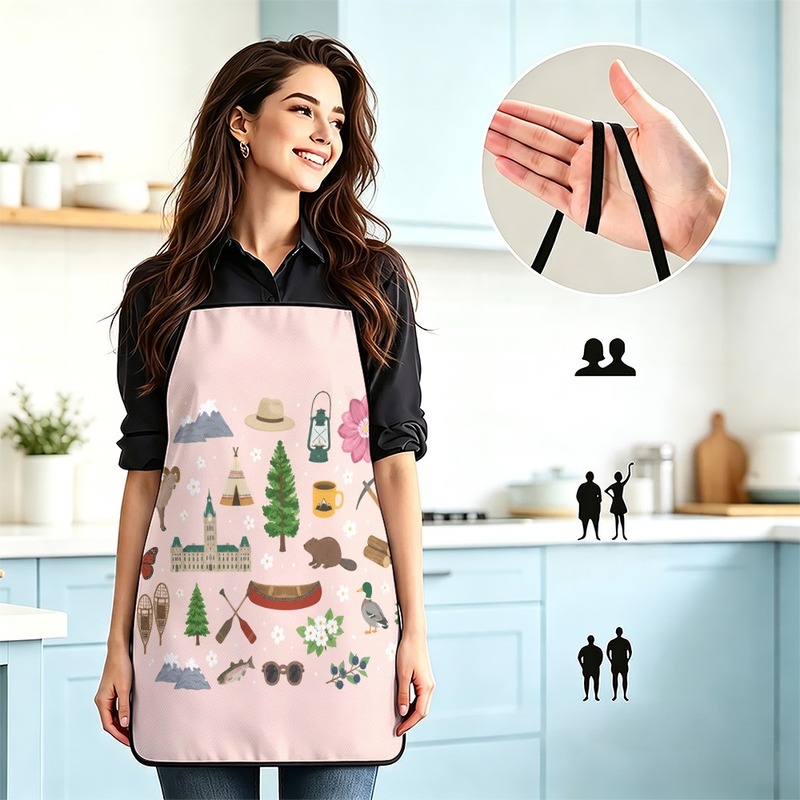 Japan Camping Cooking - 1PC【Avental】Efeito plano 2D, estampado com motivos