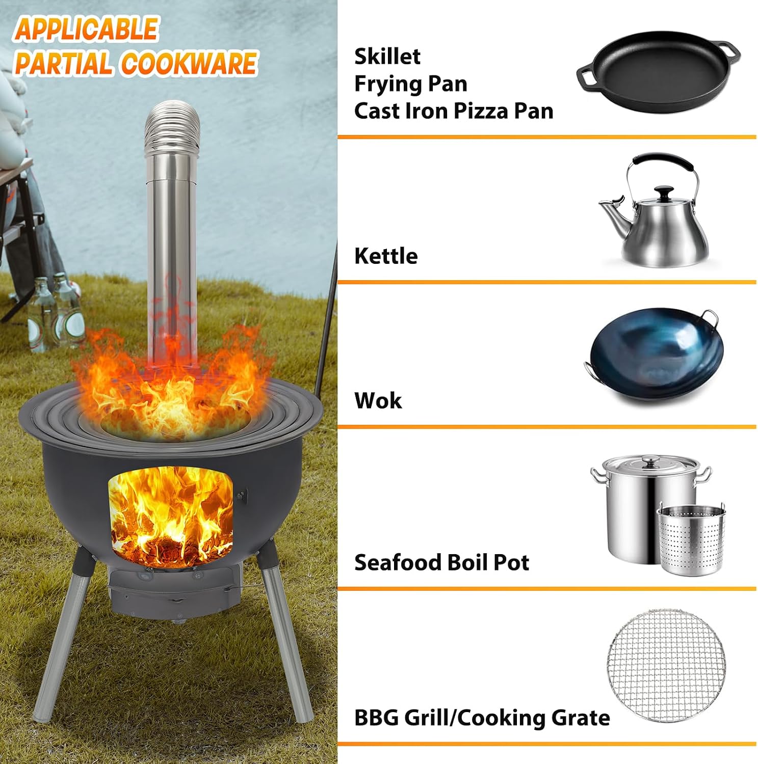 Fogão Portátil a Lenha para Ca - Camping Cooking Stove avaliação e preço