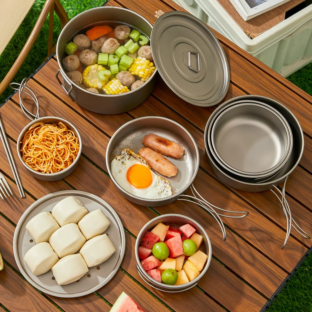 Conjunto de panela de titânio  - Camping Cooking Set Lightweight avaliação e preço